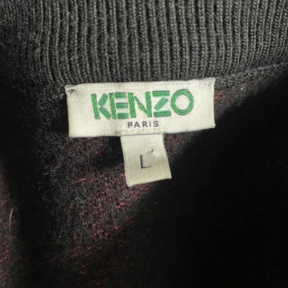 Rare Kenzo "Fire" Argyle Wool Bomber Jacket Woman's Large - Picture 6 of 8